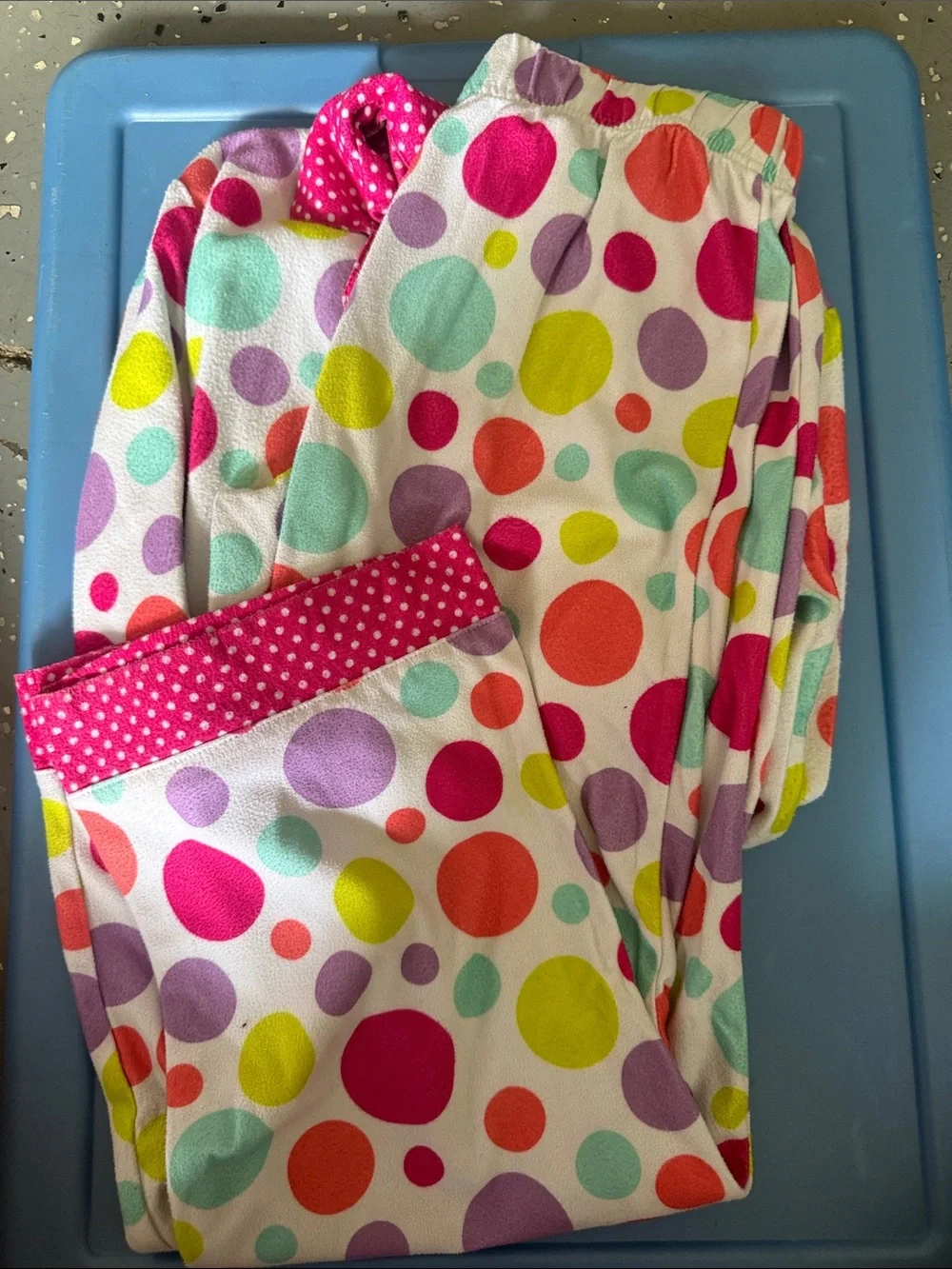 Kids Polka Dot Fleece Pajama Set - Bright Pink & Multi